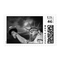 Lady Liberty under a stormy sky Stamp