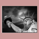 Lady Liberty under a stormy sky postcards