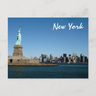 Lady Liberty Watches Over NYC (color) postcard