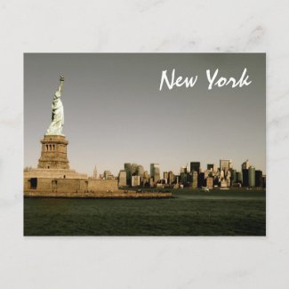 Lady Liberty Watches Over NYC (sepia) postcard