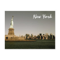Lady Liberty Watches Over NYC (sepia) Post Cards