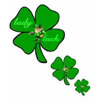Lady luck 4 leaf clover leprecon t-shirt by design_girl Lady luck 4 leaf clover leprecon t-shirt