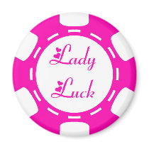 LADY LUCK POKER CHIP FRIDGE MAGNETS