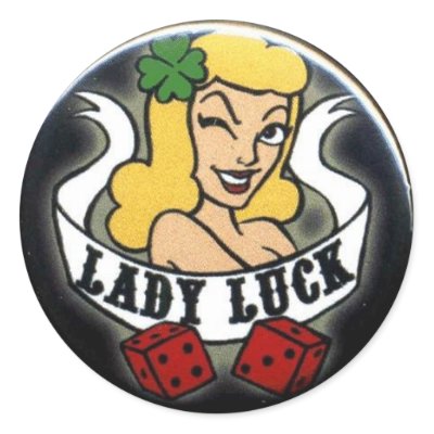 Lady Luck Stickers by riciad86. Pin up girl, with dice and shamrock