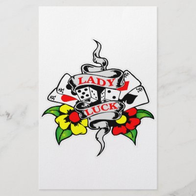Lady Luck Tattoo Stationery by Mustang_Lady. Lady Luck Tattoo