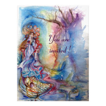 LADY OF LAKE , vibrant blue pink Custom Invitation