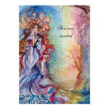 LADY OF LAKE , vibrant  blue pink gem burgundy Announcements