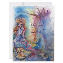 LADY OF LAKE , vibrant blue pink Custom Invitation