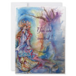 LADY OF LAKE , vibrant blue pink invitations