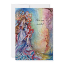 LADY OF LAKE , vibrant bright blue pink gem yellow Custom Announcement