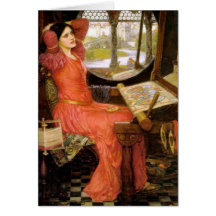 Lady of Shalott  Sitting at Her Desk Greeting Cards