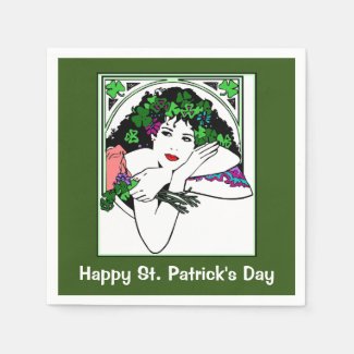 Lady On St. Patricks Day Napkins Standard Cocktail Napkin