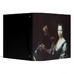 Lady playing a spinet and a flautist binder