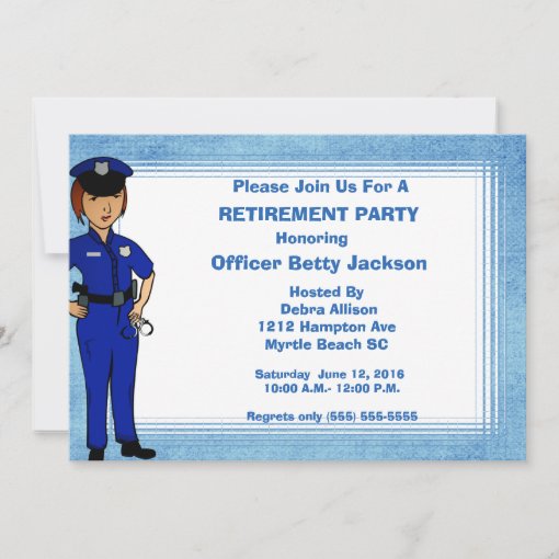 Lady Police Officer Retirement Invitation Zazzle