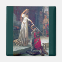 Lady queen knighting knight antique painting magnets