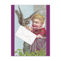 Lady Receives Mail Via Pigeon postcards by pinkalmond Lady Receives Mail Via Pigeon postcards