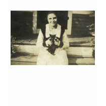 Lady sitting with black cat shirt by amazingvintage Lady sitting with black cat shirt