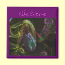 Lady Slipper Flower Believe Inspirational Magnet magnets