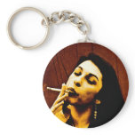 lady smoking keychain