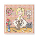 Lady Vet With Dog and Cat magnets