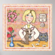 Lady Vet With Dog and Cat Print
