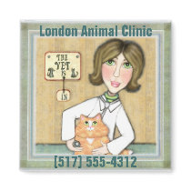 Lady Veterinarian & Maine Coon Cat Fridge Magnet by jamiecreates1 Lady Veterinarian & Maine Coon Cat Fridge Magnet