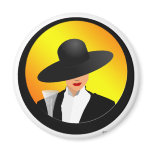 Lady w Hat in Circle Magnets