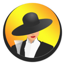 Lady w Hat in Circle stickers by frengi Lady w Hat in Circle stickers