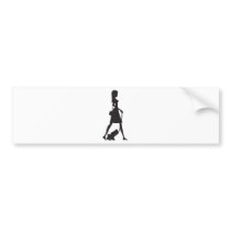 Lady Walking Puppy Silhouette Bumper Stickers