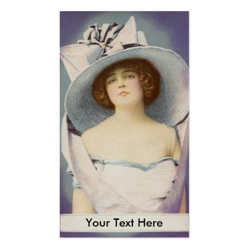 Lady Wearing Big Hat with Bow Business Cards