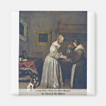 Lady Who Washes Her Hands By Gerard Ter Borch Magnets