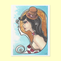 Lady with a Hat fantasy art nouveau postcard print postcards