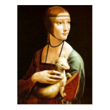 Lady with an Ermine by Leonardo da Vinci , 1483, o Postcards