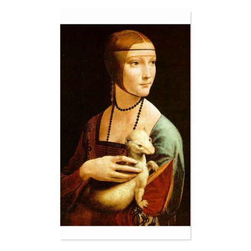 Lady with an Ermine by Leonardo Da Vinci c. 1490 Business Card Template (front side)