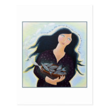 Lady with Basket of Fish. Postcards
