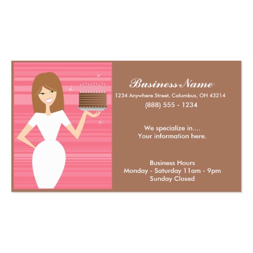 Lady with BDay Cake Business Cards (front side)