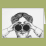 Lady With Binoculars Card