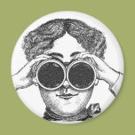 Lady With Binoculars Fridge Magnet