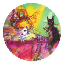 LADY WITH BLACK CAT stickers