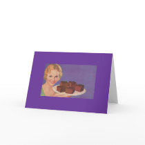 lady with brownies greeting card