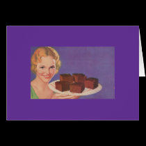 lady with brownies greeting card cards