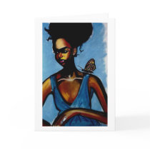 polestarimages, urban, pastel, woman, butterflies, african-american, Card with custom graphic design