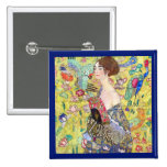 Lady with Fan by Gustav Klimt, Vintage Japonism Button