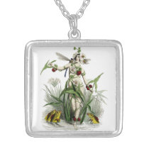 Lady with fish & dragonfly necklaces