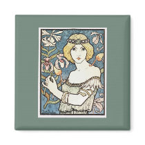Lady with Flowers ~ Art Nouveau "Salon des cent" magnets by ArtNouveauDaz Lady with Flowers ~ Art Nouveau "Salon des cent" magnets