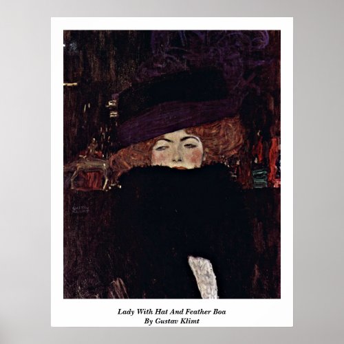 Lady With Hat And Feather Boa By Gustav Klimt Poster