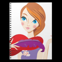 Lady with her  hat notebooks