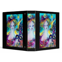 LADY WITH MASK ,red fuchsia  blue yellow Binders