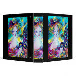 LADY WITH MASK ,red fuchsia  blue yellow Binders