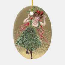Lady with Mistletoe Dress Vintage Christmas Christmas Ornaments